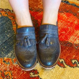 Blue Leather Loafers